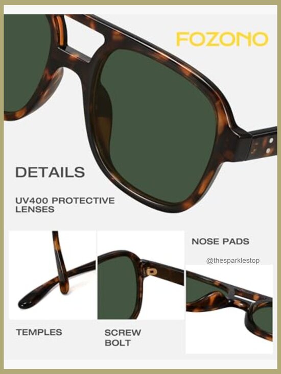 Retro Oversized Aviator Sunglasses Plastic Frame UV400 Protection main image 4